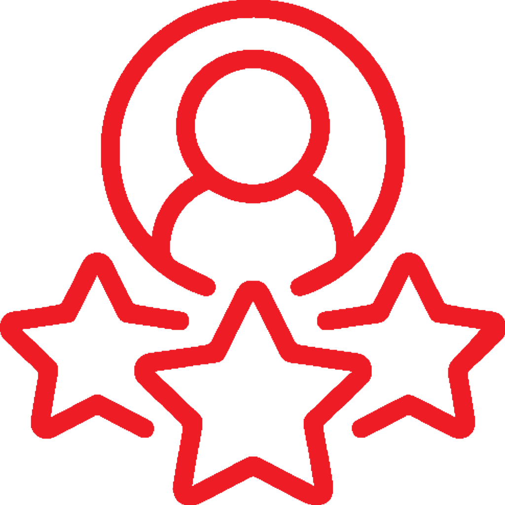 person icon in circle with three stars
